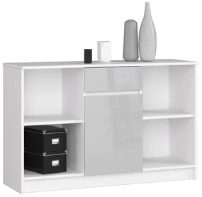 Komoda Briar  (biela + metalický lesk). Akcia -20%. Vlastná spoľahlivá doprava až k Vám domov. 1069874