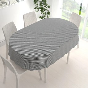 Biante Dekoračný oválny obrus Rebeka RE-012 Sivo-biela kocka malá 120x140 cm