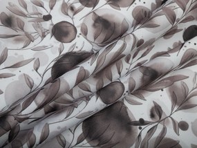 Biante Dekoračný záves Rongo RGP-504 Hnedé popínavé lístky na bielom 140x230 cm
