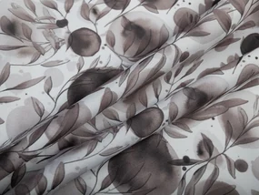 Biante Dekoračný záves Rongo RGP-504 Hnedé popínavé lístky na bielom 140x140 cm