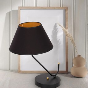 Stolná lampa Victoria, 1x čierne textilné tienidlo, b/g