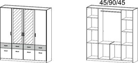 Šatníková skriňa Bremen, 181 cm, dub sonoma/biela
