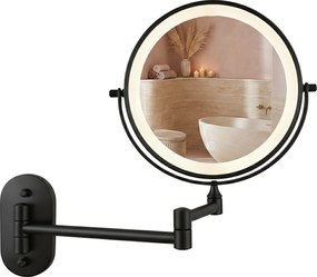 Rea Glow, kozmetické LED zrkadlo nástenné 20 cm, čierna matná, HOM-70000