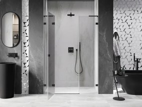 Mexen Lunar L, Otočné ľavé sprchové dvere 145 cm, číre sklo, čierny profil, 834SL-145-050-70-00-L