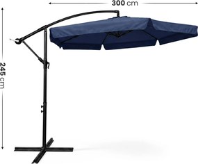 Záhradný slnečník CYNIA s bočnou nohou 300 cm tmavomodrý