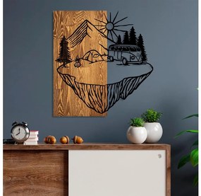 Asir Nástenná dekorácia 54x57 cm kempovanie drevo/kov AS1651
