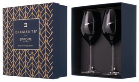 Diamante poháre na biele víno Silhouette City Black s kryštálmi Swarovski 360 ml 2KS