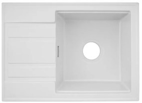Gamma Modern 6040, 1-komorový granitový drez 580x420x185 mm s krátkym odkvapkávačom, biela, GMA-ZM-6040-WH