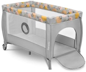 Lionelo - Cestovná postieľka STEFI PLUS ružovo-žltá