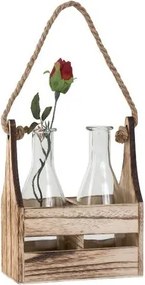 Váza sklo 2ks v drevenej debnke 5127
