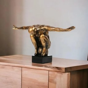 Dekorácia na stôl 25x41x20 cm živica/zlatá patina