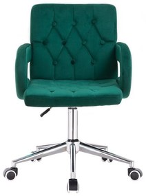 LuxuryForm DESIGN Stolička BOSTON VELUR na striebornej podstave s kolieskami - zelená
