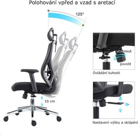 Kancelárska ergonomická stolička Neoseat FLEX PRO — čierna, nosnosť 150 kg
