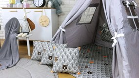 Detský stan TEEPEE (TÍPÍ) ZIMNÉ ZVIERATKÁ s doplnkami - šedý