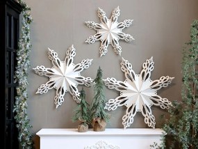 Biela antik kovová nástenná dekorácia snehová vločka Snowflake - 63*6 cm