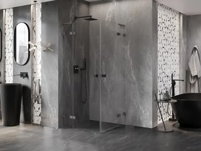 Mexen Lunar, L Duo výklopný sprchový kút 95 x 95 cm, 8mm číre sklo, profil grafit brúsený, 834L-095L-095P-66-00