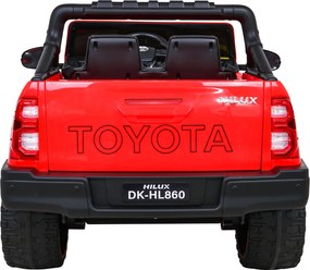 Ramiz Toyota Hilux na batérie pre deti Červený pickup + pohon 4x4 + diaľkové ovládanie