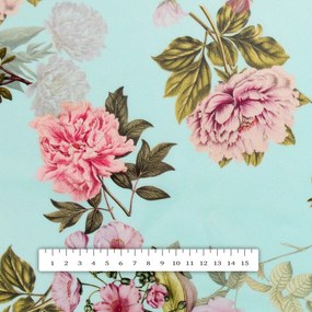 Biante Zamatový štvorcový obrus Tamara TMR-038 Ružová záhrada na svetlo modrom 60x60 cm