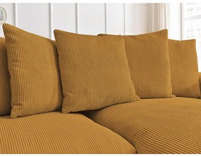 Menčestrová rozkladacia/s úložným priestorom rohová pohovka v horčicovej farbe Voltaire – Bobochic Paris