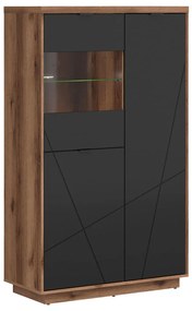 XXXLutz VITRÍNA, čierna, farby duba, 94/157/42,5 cm - Sklenené vitríny - 002427014022