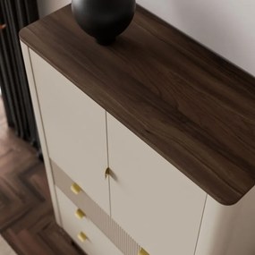 Moderná komoda NICOLA 90 cm kašmír + sivý kameň