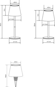 Globo 58488CH-LED Dotyková stmievateľná nabíjacia vonkajšia stolná lampa VANNIE 3W/5V IP54 1800mAh mosadz