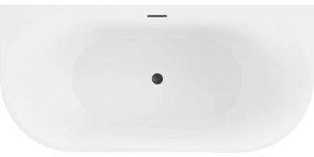 Mexen Oval, voľne stojaca nástenná vaňa 170 x 80 cm, biela-čierna, čierny matný prepad, 52671708075-70