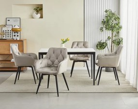 Set dvoch jedálenských otočných stoličiek JORK360 zamatové, tmavobéžové (čierne nohy) 2 ks