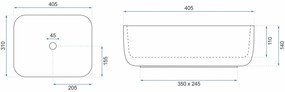 Rea Demi Mini, umývadlo na dosku 400x305x140 mm, imitácia kameňa Aiax Shiny, REA-U5065