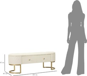 Lavica Sharon 120 cm s úložným priestorom ekokoža biela/zlatá