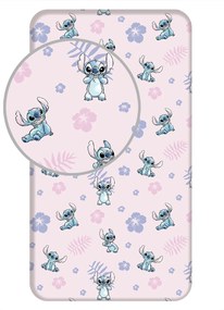 Jerry Fabrics Bavlnené napínacie prestieradlo 90x200 + 25 cm - Lilo and Stitch "Pink"