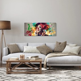 Obraz - Umelkyňa so slúchadlami (120x50 cm)