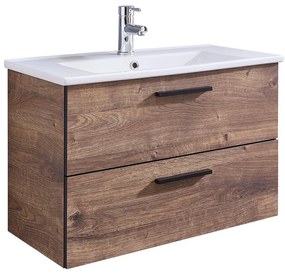 Hnedá závesná skrinka v dekore duba bez umývadla 71x51 cm Set 374 - Pelipal