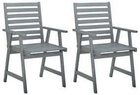 vidaXL Vonkajšie jedálenské stoličky 2 ks, sivé, akáciový masív