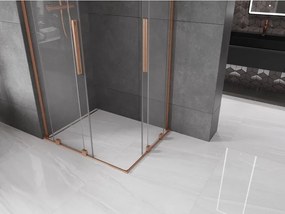 Mexen Velar L Duo, sprchový kút s posuvnými dverami 90 x 80 cm, 8mm číre sklo, medená matná, 871-090-080-02-03-65