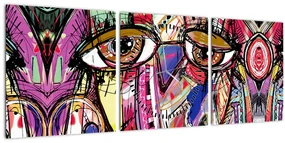 Obraz - Street art - sova (s hodinami) (90x30 cm)