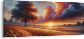 Obraz – Západ slnka na poli (120x50 cm)