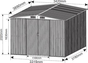 Záhradný domček BestBerg BBSH-1113WT / 13,3 m² / 342,5 x 389 x 202 cm / biele drevo/taupe