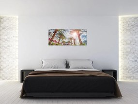 Obraz - palmy s bazénom (120x50 cm)
