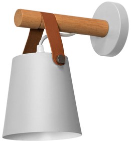 Toolight - Kovová nástenná lampa s remienkom 1xE27 APP467-1W, biela-hnedá, OSW-06916