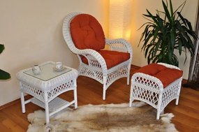 Ratanová sedacia súprava Florida pohoda Biela + polostre - 6 farieb