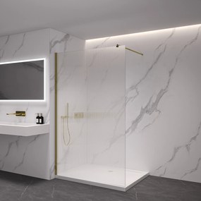 CERANO - Sprchová zástena Walk-in Onyx Ľ/P - guľatá vzpera - zlatá kartáčovaná, ryhované sklo - 110x200 cm, CER-CER-8050BD329