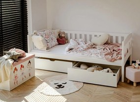 Detská posteľ z masívu GANDALF so šuplíkmi - 200x90 cm - BIELA