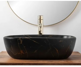 REA-U8908 - Umývadlo na dosku BELINDA 33,5x46,5 cm keramika/čierna/mramorový dekor