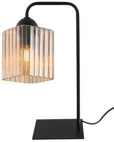 Stolná lampa Riffle Square, 1x medové sklenené tienidlo, b