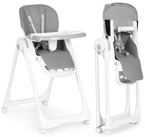 ECOTOYS Výškovo nastaviteľná stolička na kŕmenie s popruhmi z ekokože s dvojitým podnosom