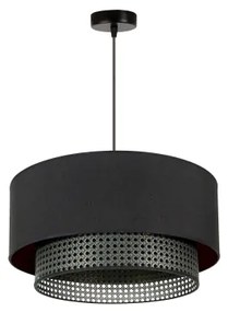 Duolla - Luster na lanku BOHO RATTAN 1xE27/15W/230V pr. 45 cm čierna