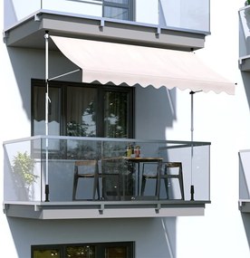 Balkónová slnečná markíza 200x120 cm, výškové nastavenie, vodotesná ručná kľuka, béžová, MultiGarden