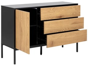 Nízka komoda v dekore duba v čierno-prírodnej farbe 120x82 cm Seaford – Actona