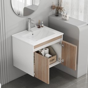 Závesná skrinka pod umývadlo Houseland Morvia 60 cm biela/dub